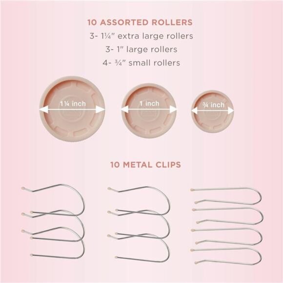 Instant Heat Compact Hot Rollers – 10-Piece Set with Metal Pins for All Hair - Picture 4 of 7